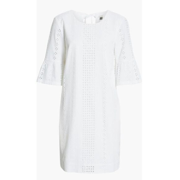 New J.Crew Flutter Sleeve Eyelet Dress in White Size 12 - Picture 2 of 14